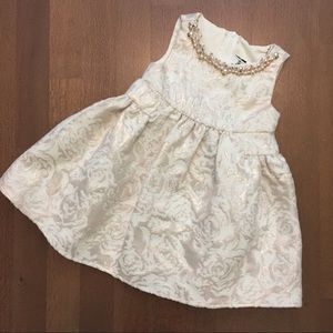 Cream/copper brocade dress